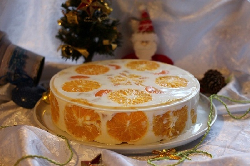 Цитрусовый десерт для праздничного стола: желейный торт «Новый год». Самое желанное лакомство!