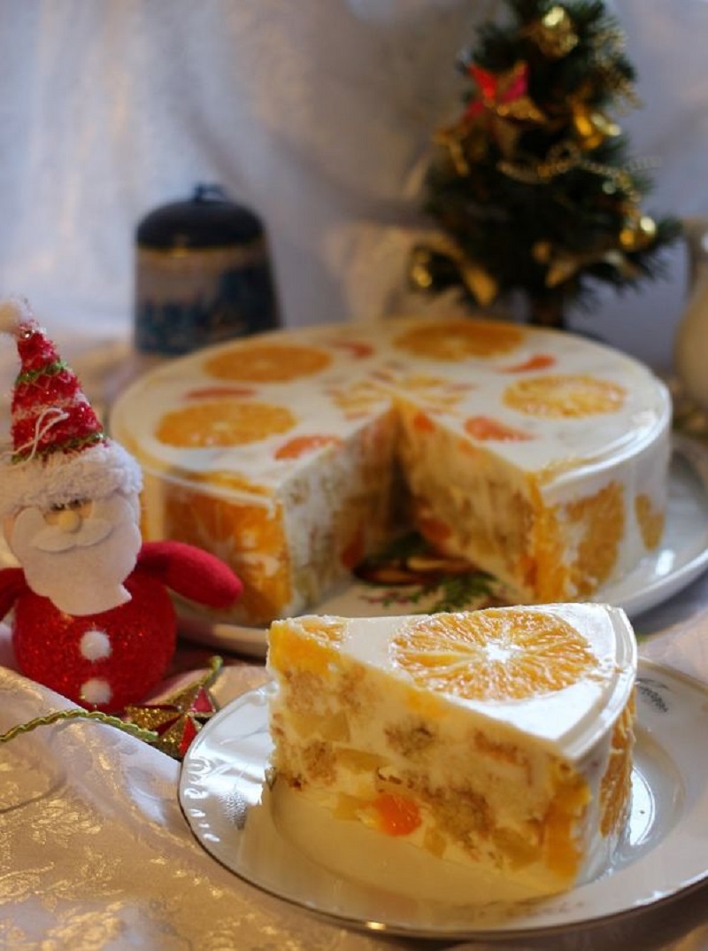 Цитрусовый десерт для праздничного стола: желейный торт «Новый год». Самое желанное лакомство!